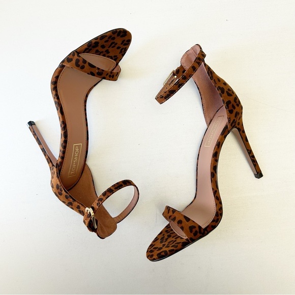 Topshop Leopard Print Stiletto Heels Ankle Strap Brown and Black Size 7.5 UNWORN - Picture 10 of 15